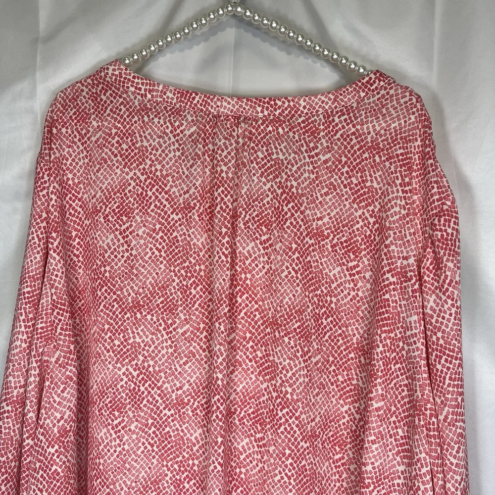 Catherines Women’s 4X Pink Geometric Beach Summer Preppy Boho Mature Blouse - Picture 5 of 10